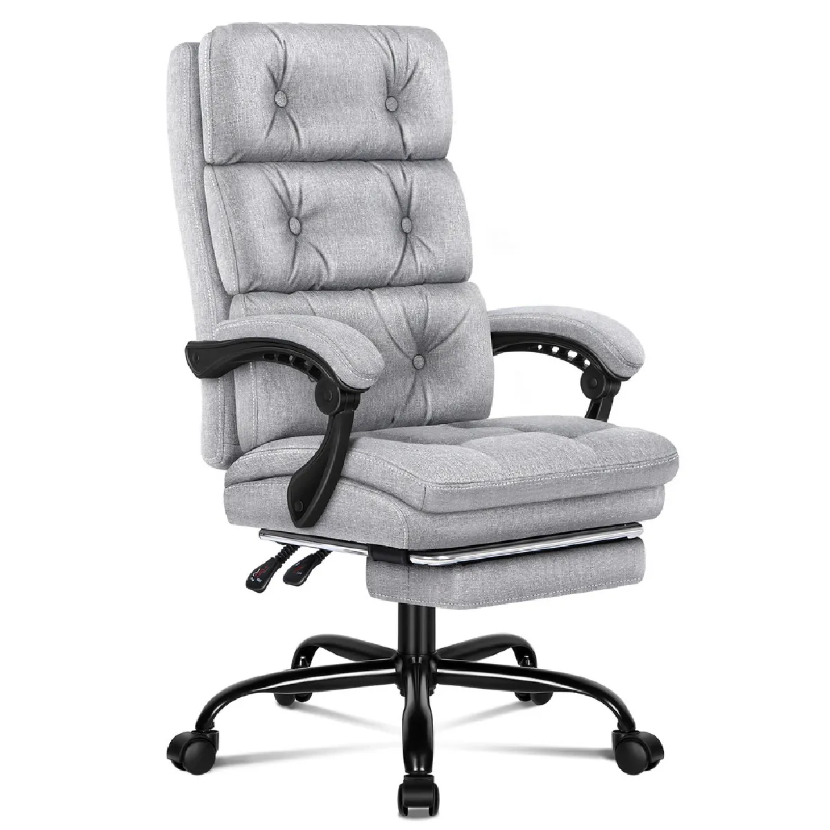 ALFORDSON Chaise de Bureau pour Ordinateur Siège en Tissu Recliner Gaming Gris