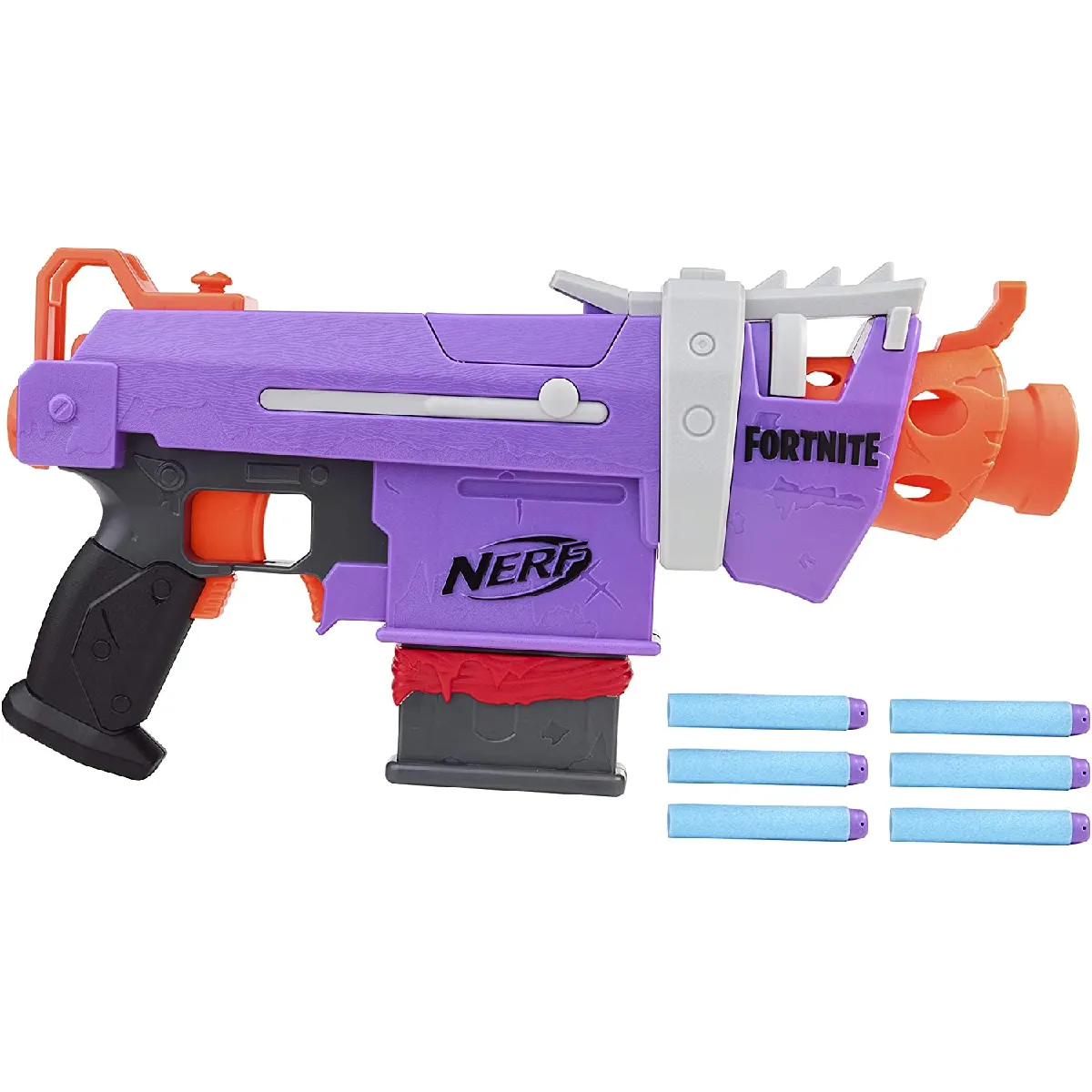 pistolet fortnite SMG-E et Flechettes Nerf Elite Officielles violet noir