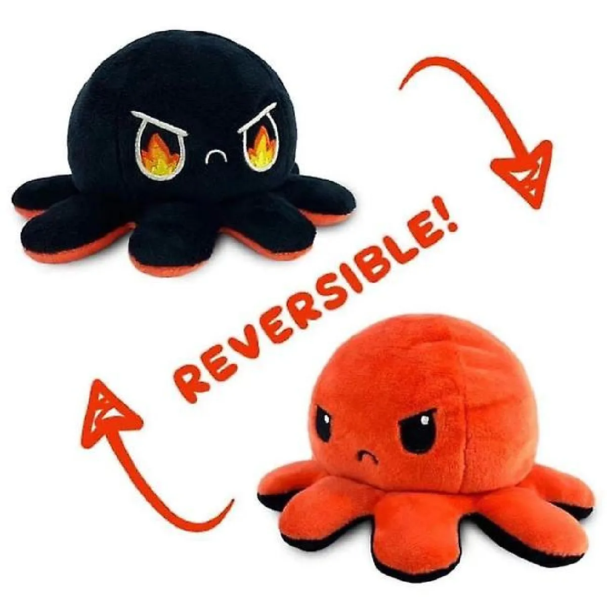 Poupée double face retournée, pieuvre réversible, peluche (orange noir)