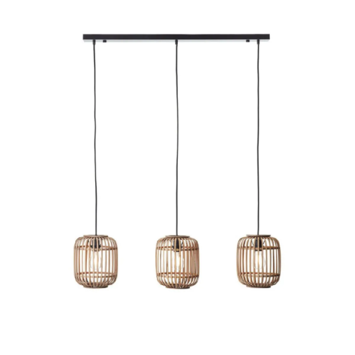 Suspension Mathias Bois,acier,bambou Peinture noire mate, contreplaqué, bambou naturel