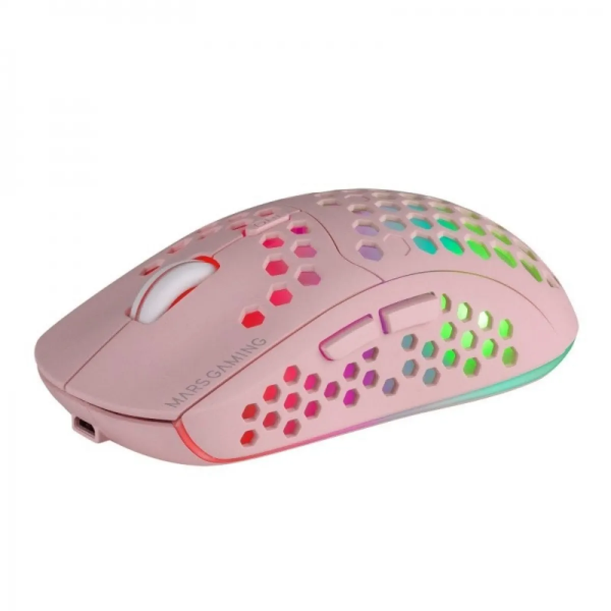 Souris sans fil ultralégère Mars Gaming MMW3 - Flux RVB - Capteur optique 3200 DPI - Switchs HUANO - Batterie rechargeable - Design ergonomique rose - Couleur rose