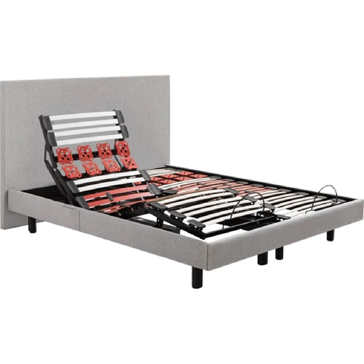 Sommier Electrique 2 x 80 x 200 Escapade Relax 1620D + Tête de lit gris clair