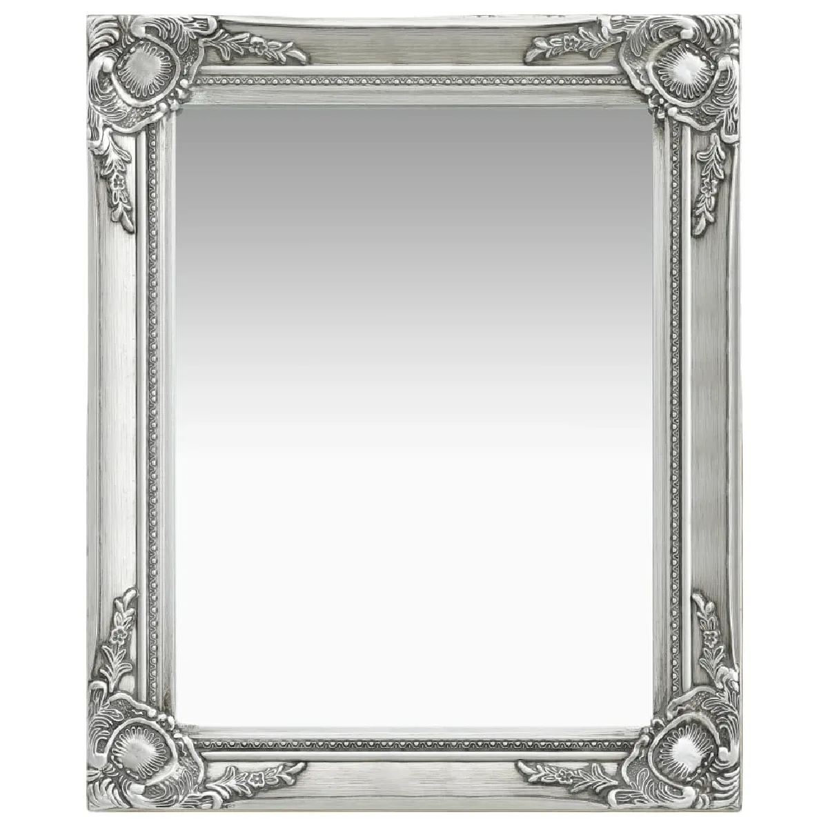 Miroir mural rectangulaire style baroque 50x60 cm Argenté DEC022860