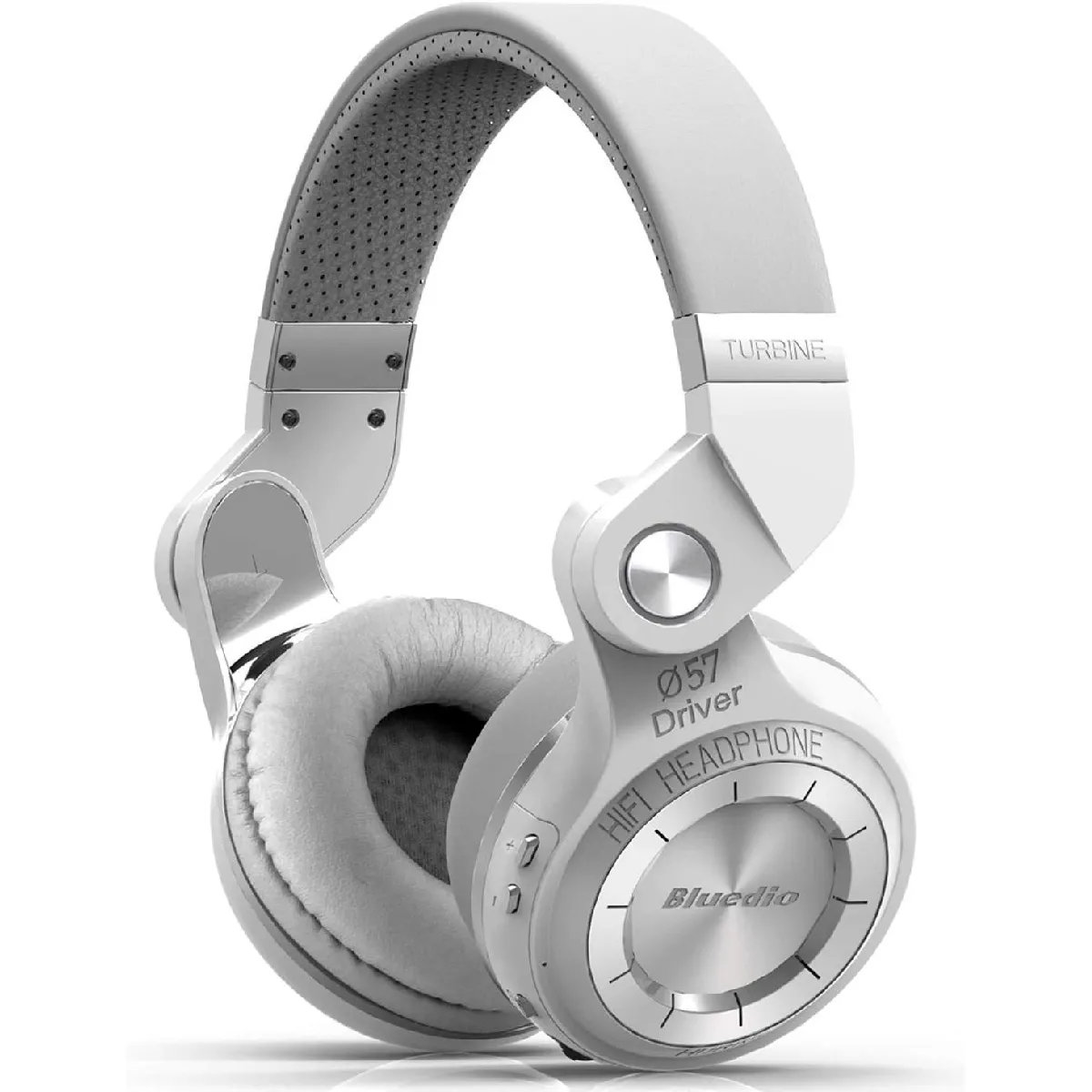 Casque Bluetooth 5.0 stéréo sans fil Chronus T2S, filaire/rotatif/fonction cloud/commande vocale, écouteurs Bluetooth à basses lourdes de 57 mm sur l'oreille(Blanc)