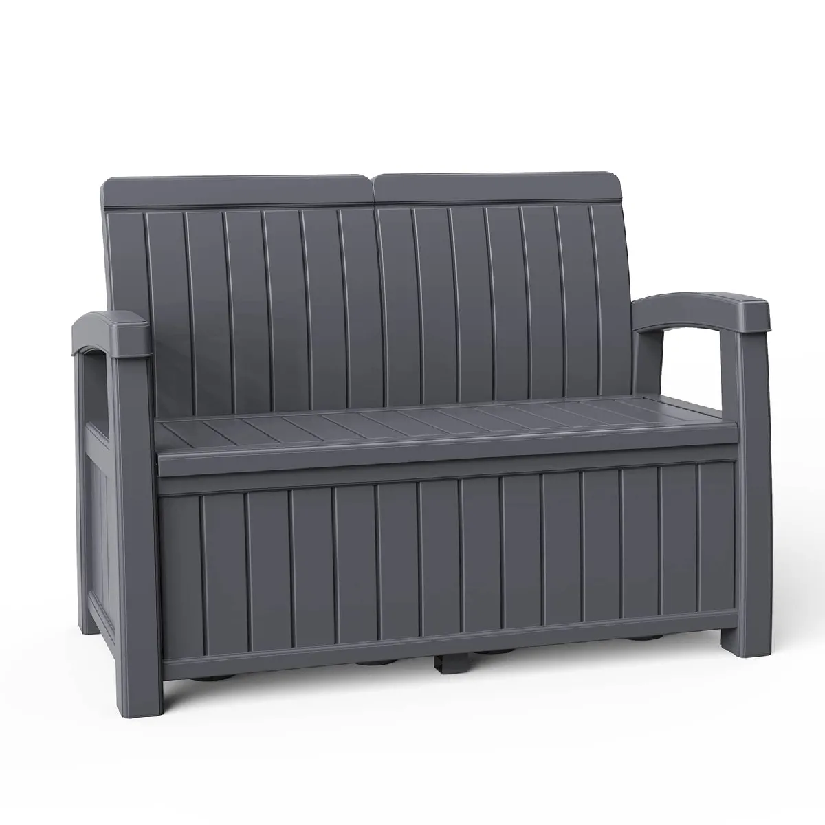 Banc Coffre en Résine pour Jardin Gardiun Vita Gris Anthracite 124x66x90 cm 230 L