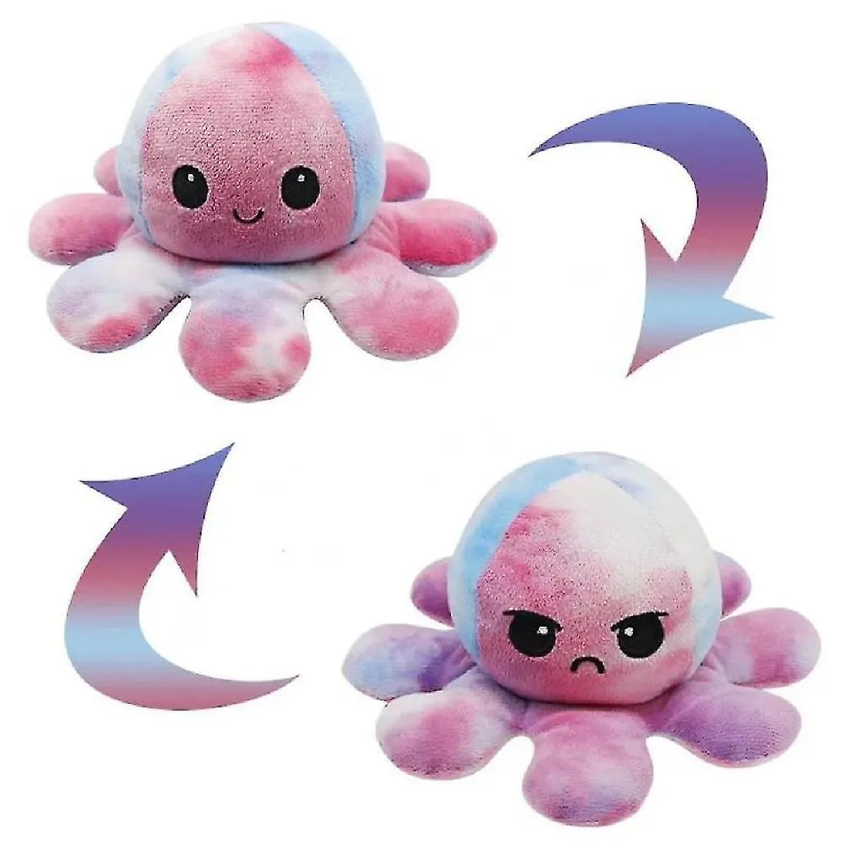 Jouet en peluche de poulpe réversible, mignon pieuvre en peluche en peluche de cravate réversible rose