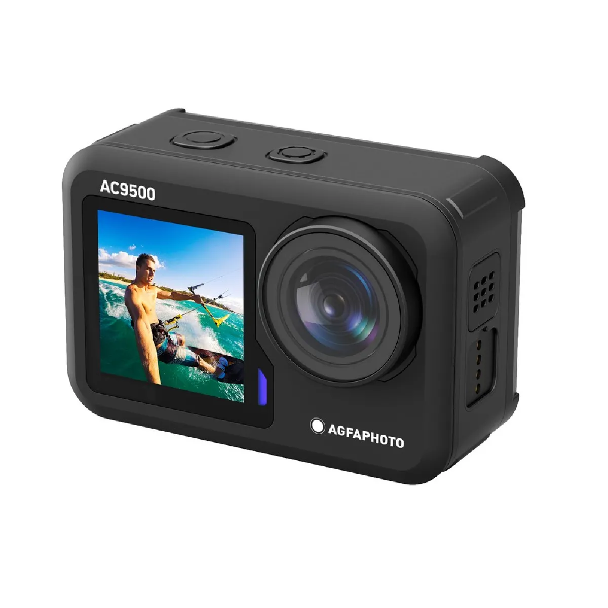 AGFA PHOTO AC9500 Caméra Sportive Waterproof - Vidéos 4K à 30FPS, Photos 16Mpixels, Double Écran, Grand Angle 170°, Stabilisation Anti-Vibration, WiFi - Noir - Noir