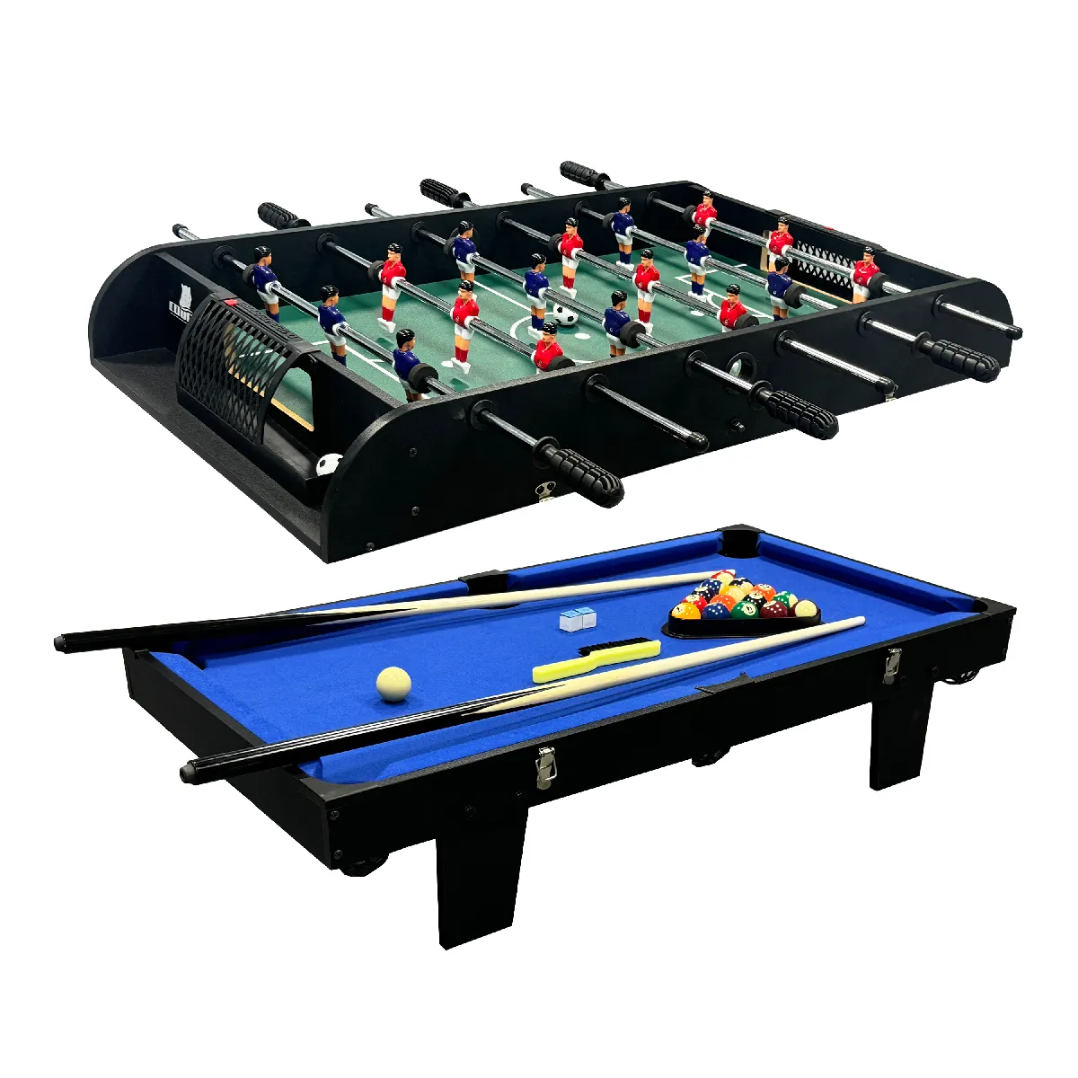 Cougar All-in-One 2-in-1 Table Multi Jeux en vert / bleu - Mini table de jeu multi-fonctions, Table de Billard &amp; Baby-foot - Multigame