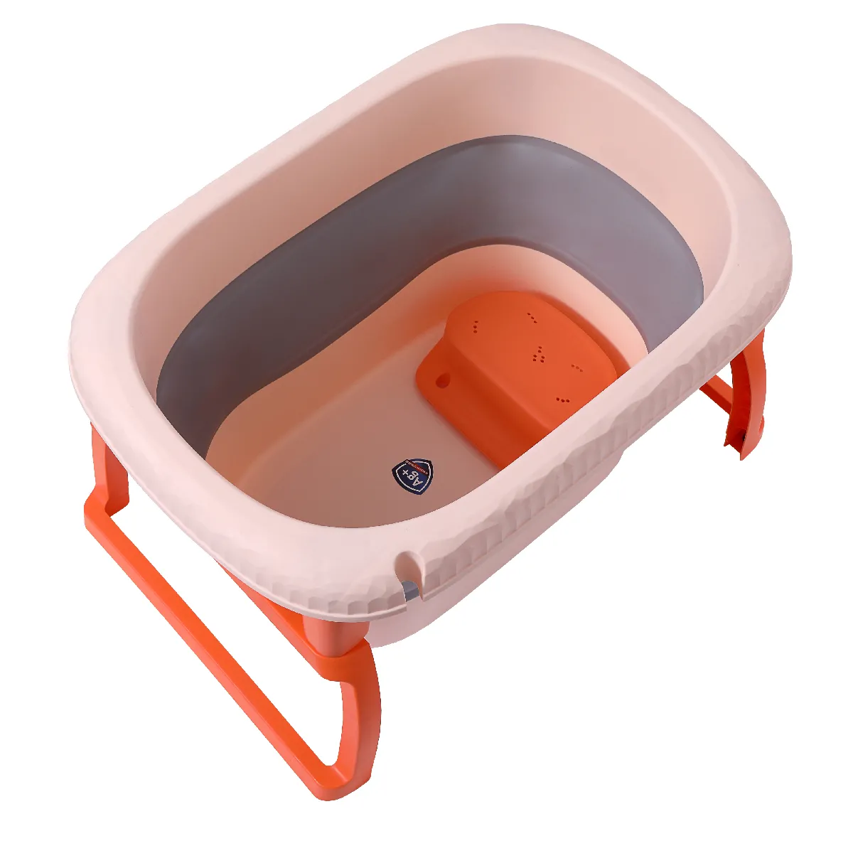 Grande baignoire pliable ultra compact, baignoire enfant en plastique avec bouchon de vidange, pieds pliable, antidérapant et facile à ranger (orange)