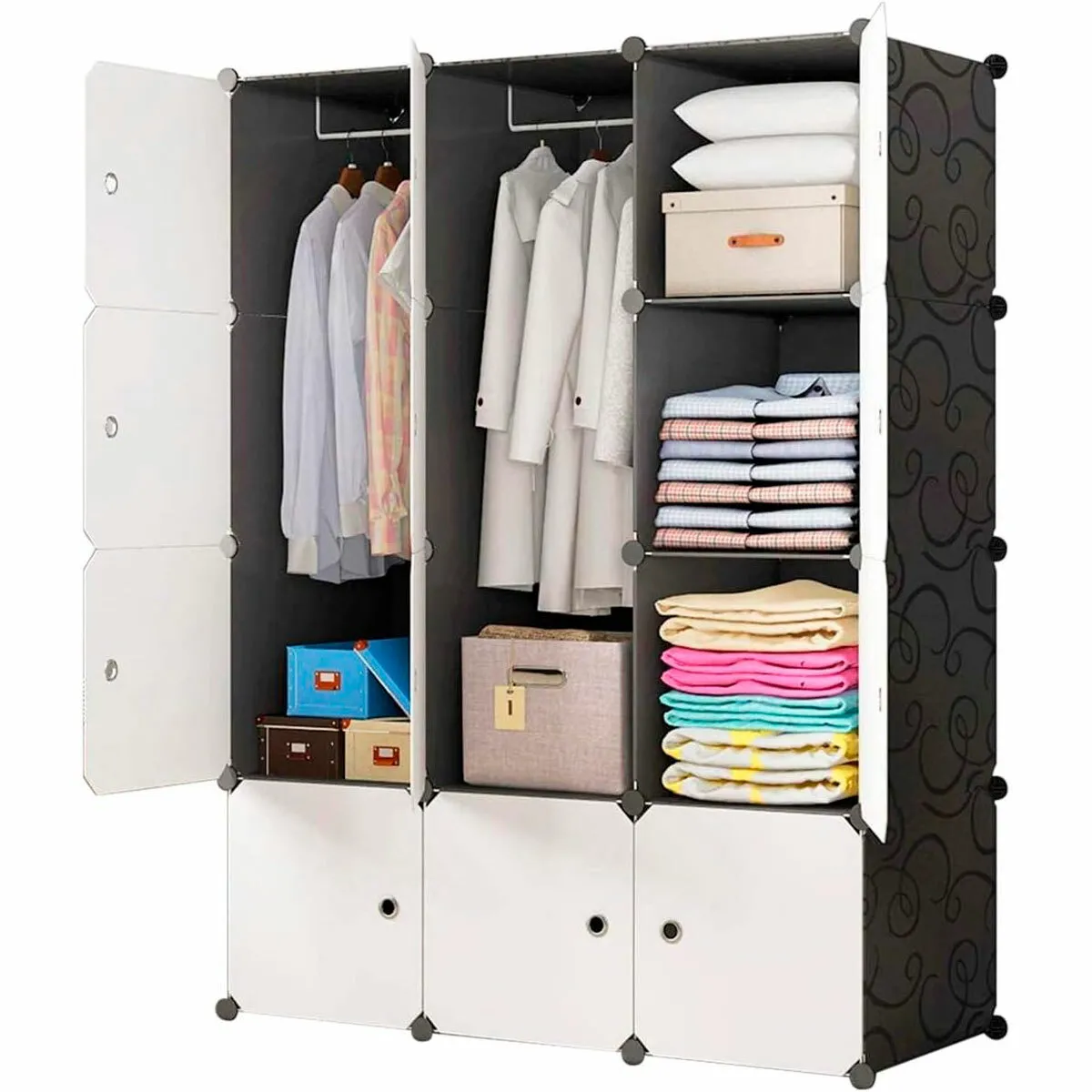 Armoire Dressing Cube Personnalisable Coffret Elite 12 Cubes/Portes 147x111x37cm Noir