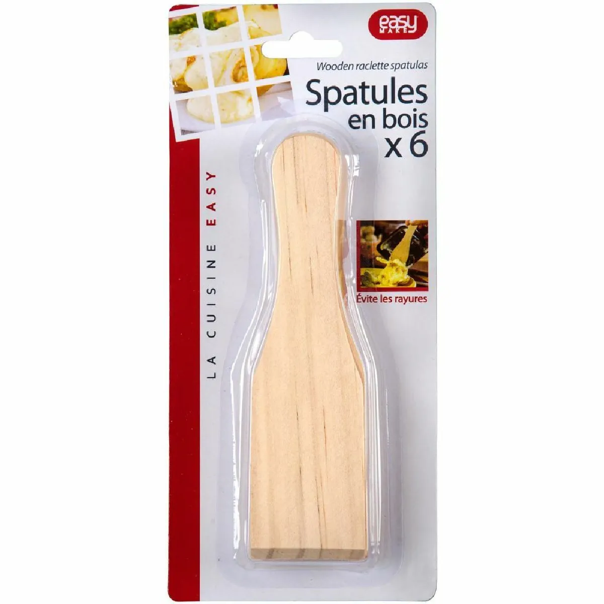 Set de 6 spatules à raclette en bois.