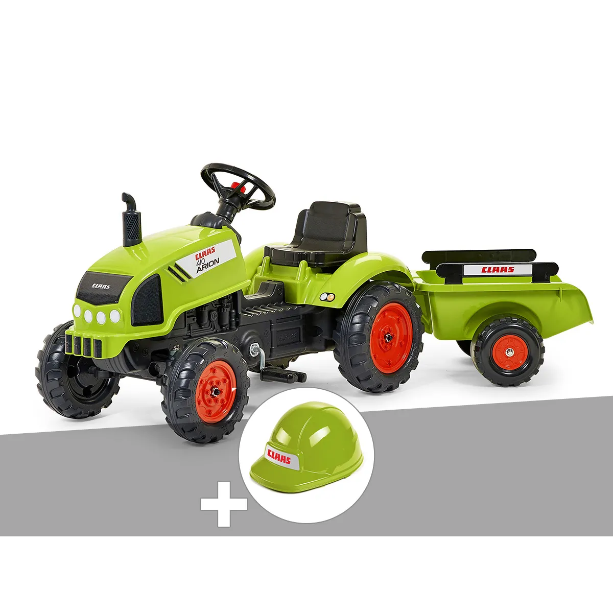 Tracteur enfant Claas Arion 410 avec remorque 2 à 5 ans Falk + Casque