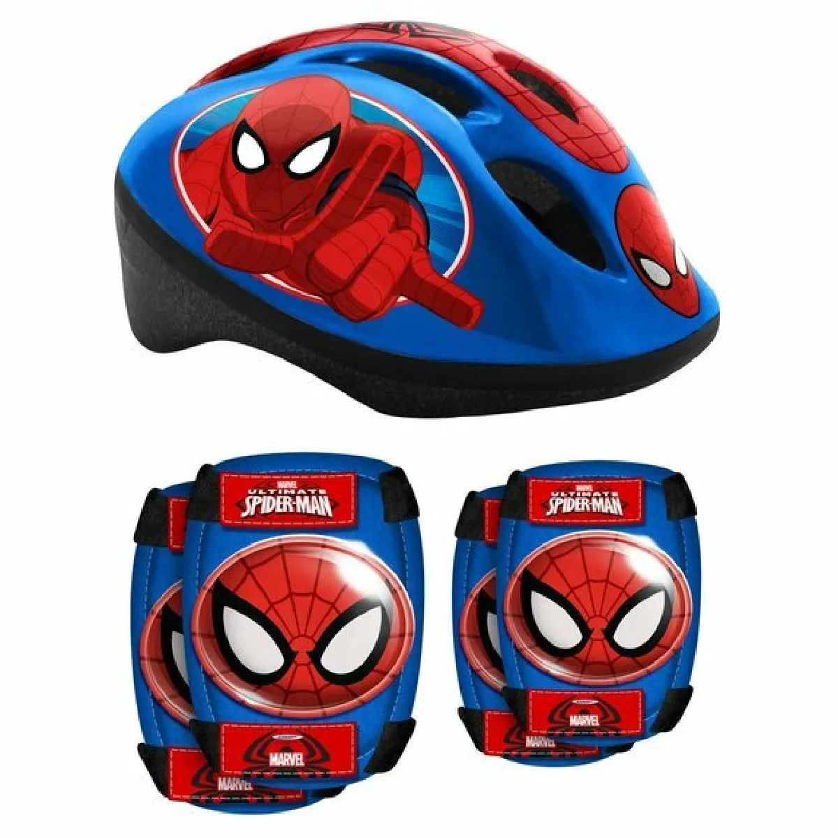 Casque + coudières + genouillères Spider-Man