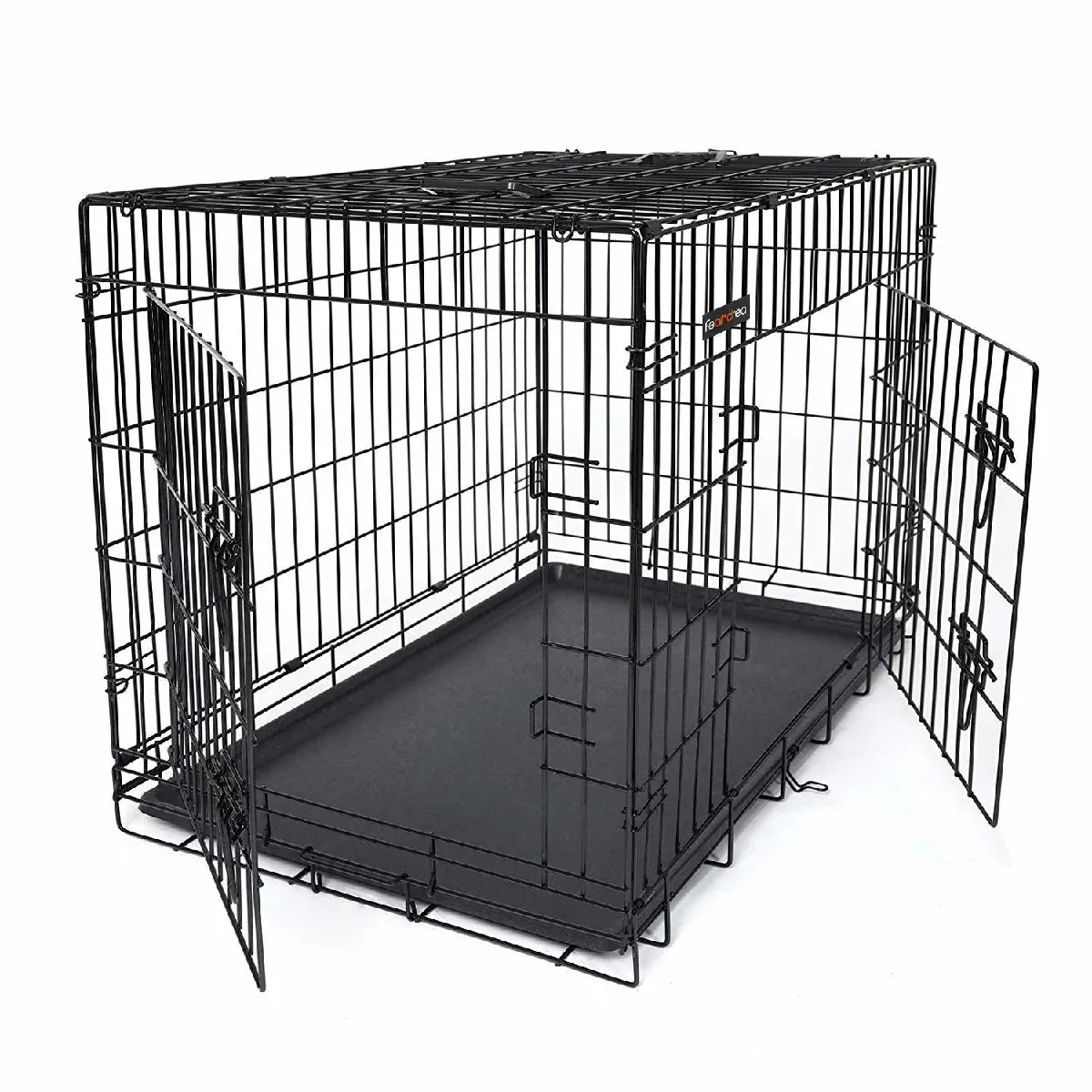 Cage pour Chiens, 2 Portes, Pliable, Transportable, avec Poignées et Plateau, Format XXL 122 x 76 x 81 cm Noir PPD48H