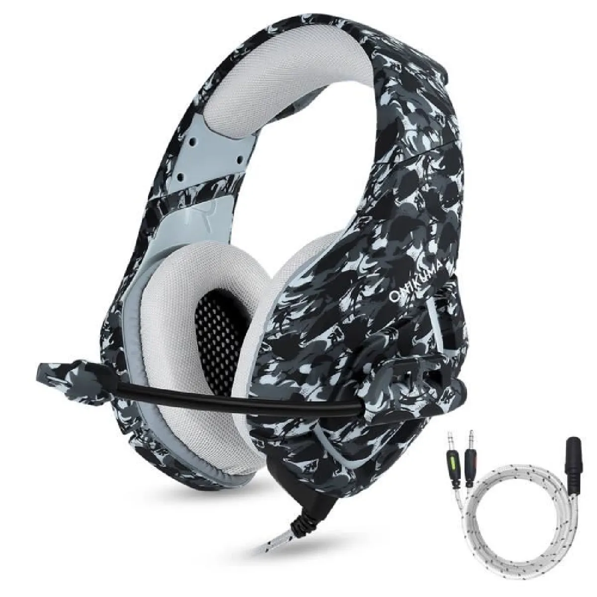 Casque Gaming pour PS4 Xbox one S Camouflage Casque Gamer avec Micro Anti Bruit Stéréo Basse Contrôle du Volume Microphone Réglable