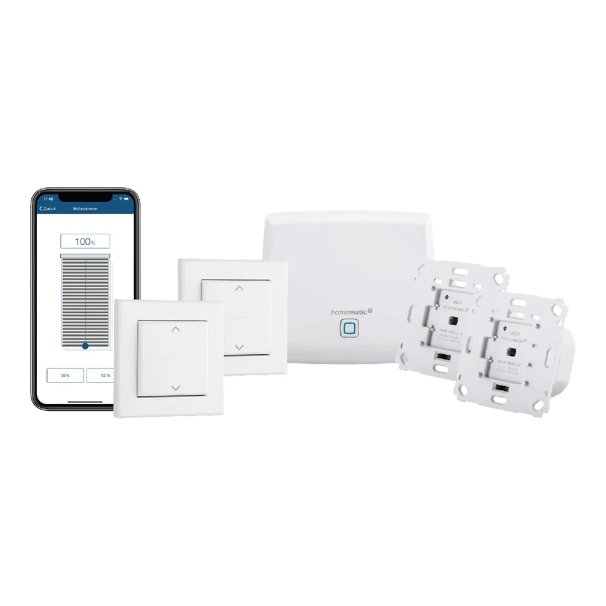 Homematic IP Smart Home Starter Kit d'ombrage - Contrôle Intelligent des Volets roulants et auvents, également Via Application Gratuite, 158143A0