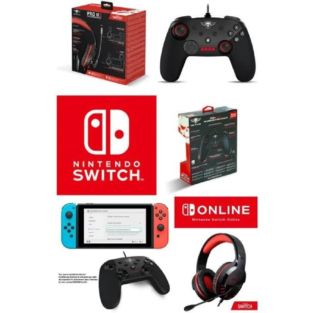 PACK Manette SWITCH Nintendo PRO GAMING Spirit of gamer + CASQUE SWITCH PRO-SH3 SWITCH EDITION