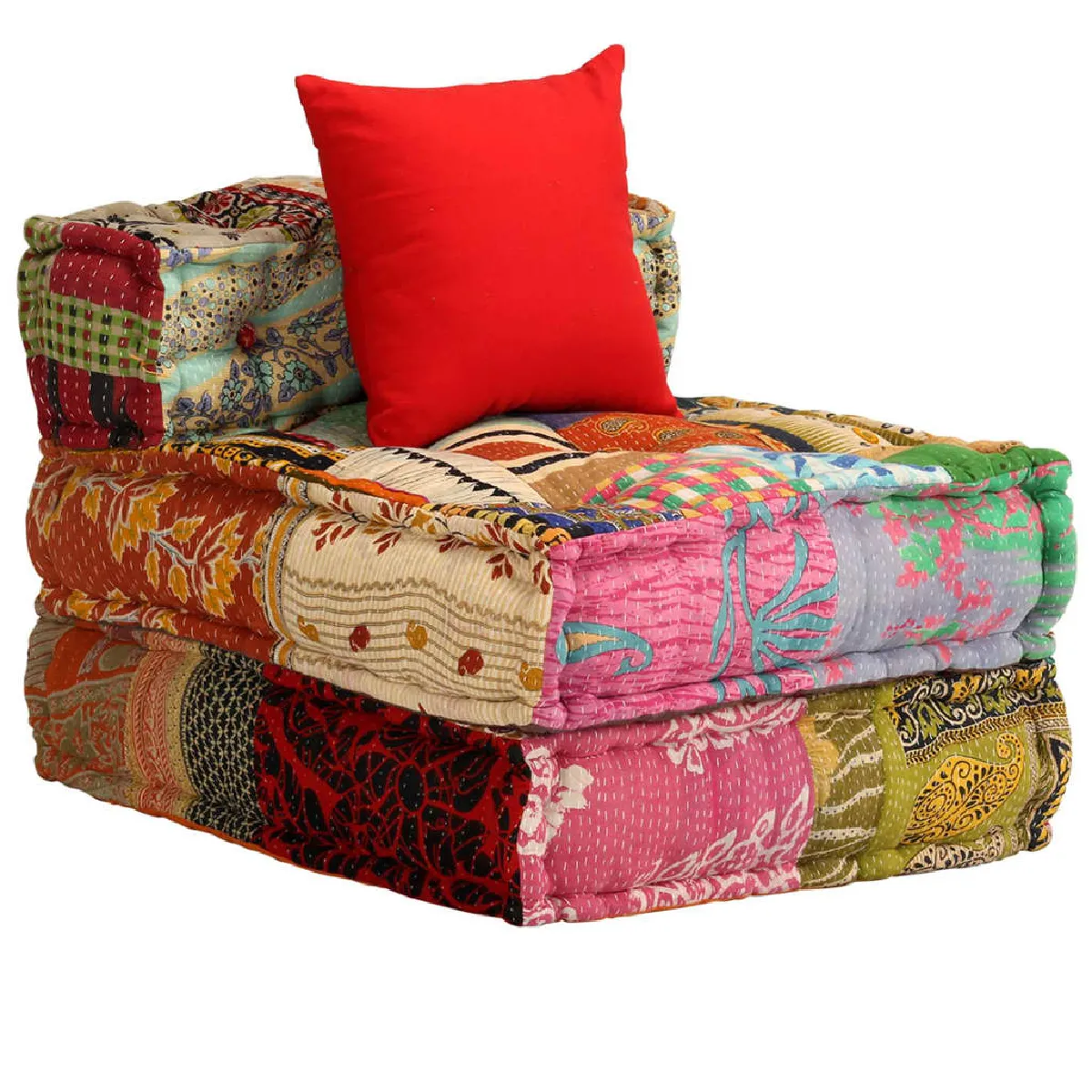 Pouf,Coussin Confort modulaire à 3 places Patchwork Tissu -GKD61494