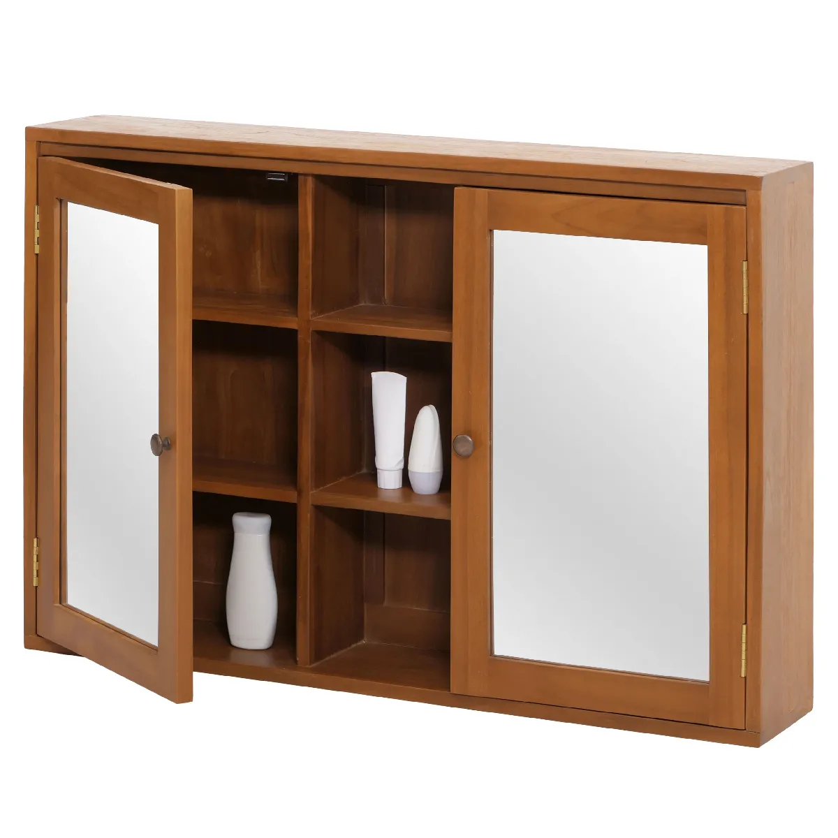 Armoire de toilette en teck HWC-M85, armoire de toilette, teck de qualité B-Grade (bois de cœur, 20-30 ans), 70x100x20cm