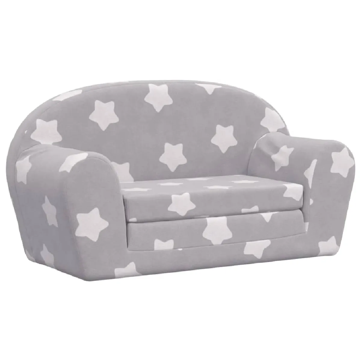 Canapé-lit convertible à 2 places, Clic-Clac pour enfants gris clair étoiles peluche douce -GKD27473