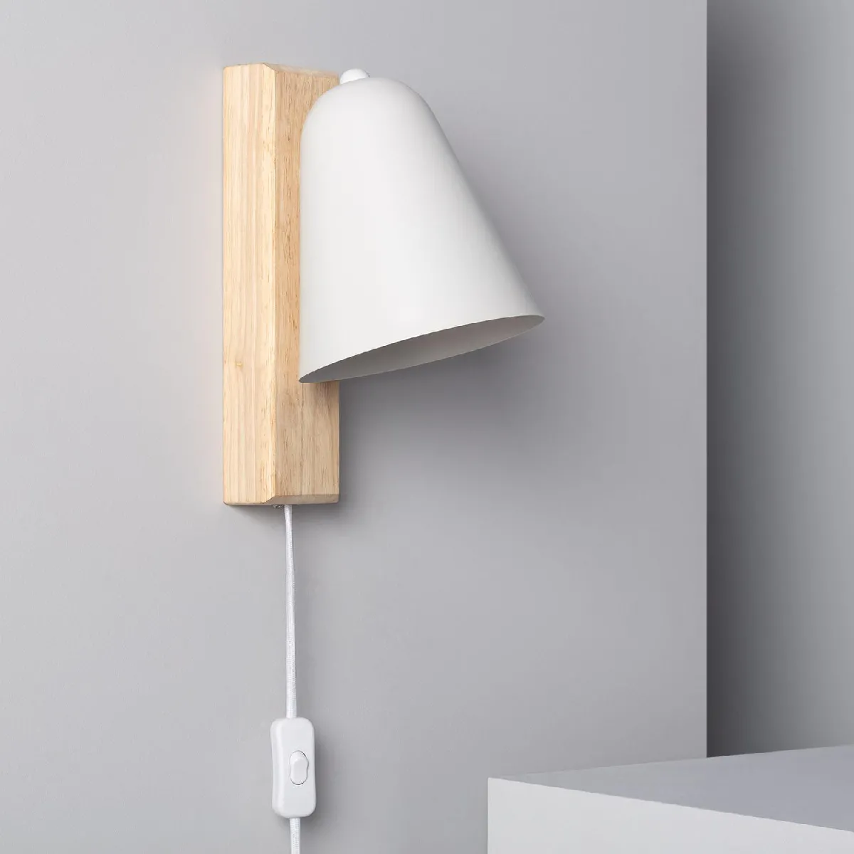 Ledkia Lampe Murale Bois et Métal Mysen Blanc