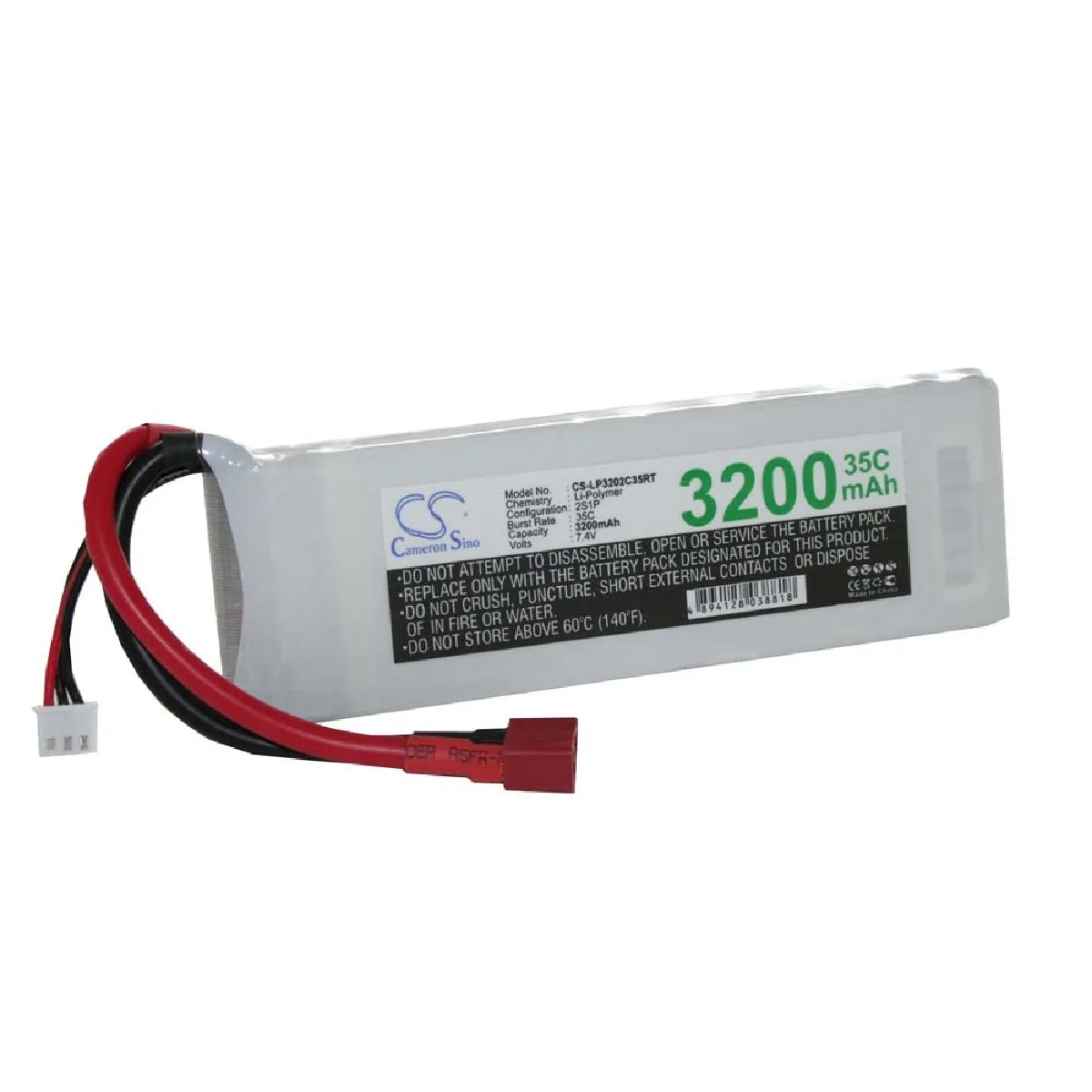 BatterieLi-Polymer LiPo 3200mAh 7.4V pour modélisme RC - divers modèles réduits : voitures de course, hélicoptères, avions, bateaux etc.