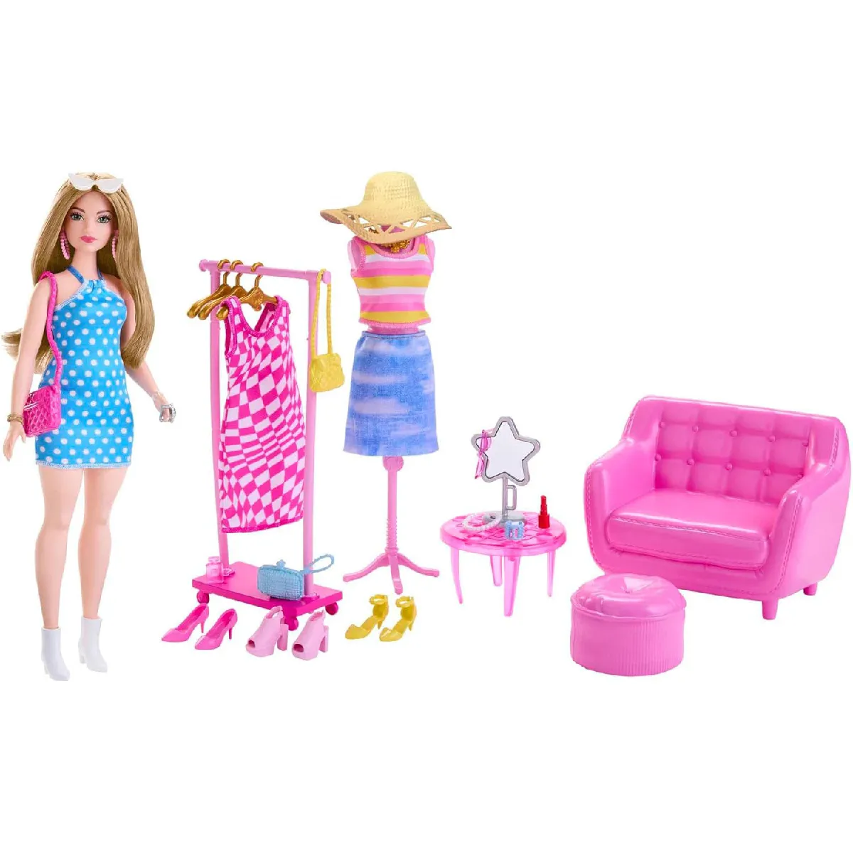 mattel-barbie-coffret-seance-d-essayage-avec-poupee-mannequin-et-accessoires-bleu-rue-du-commerce-38724174835