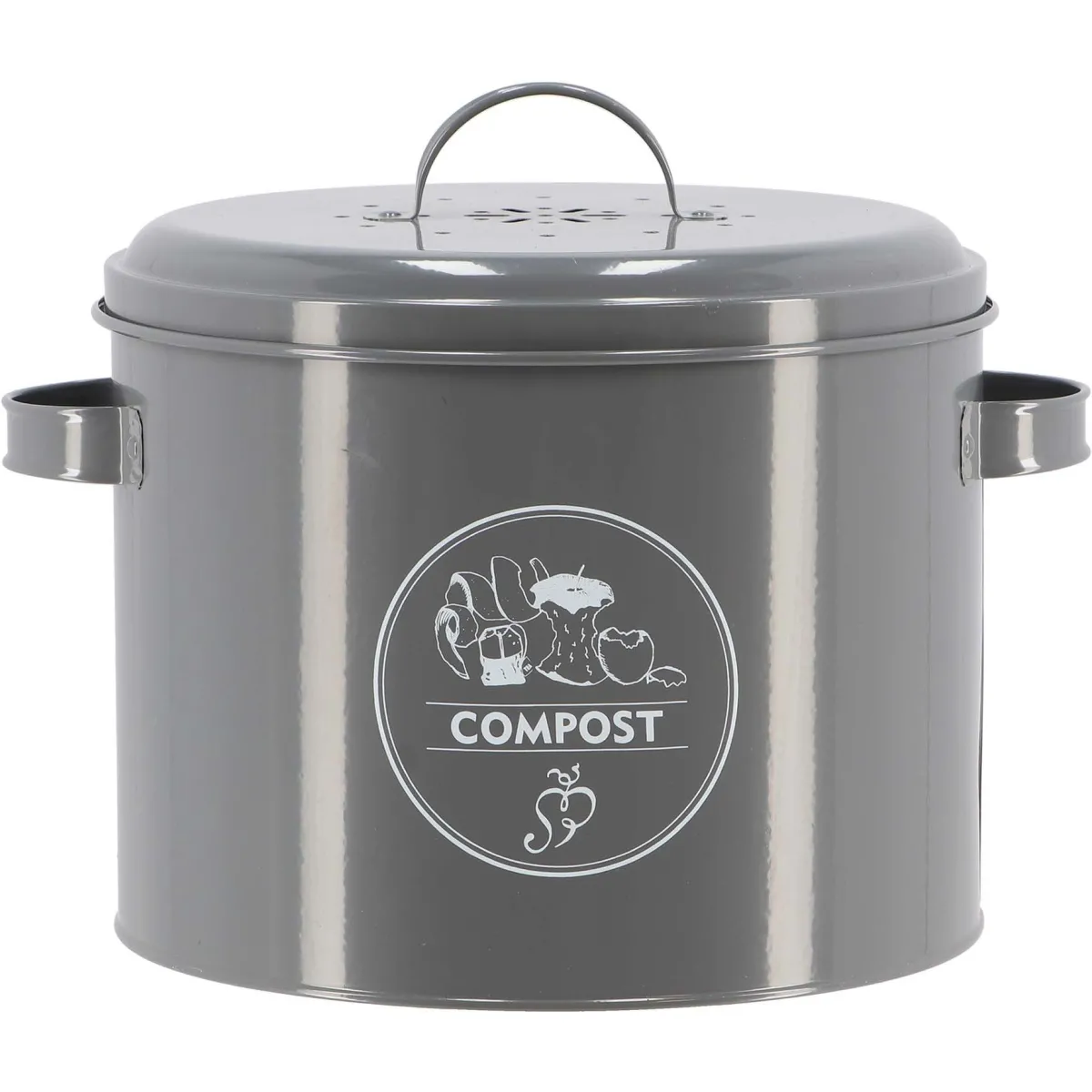 Poubelle de cuisine à compost ronde 6 litres.