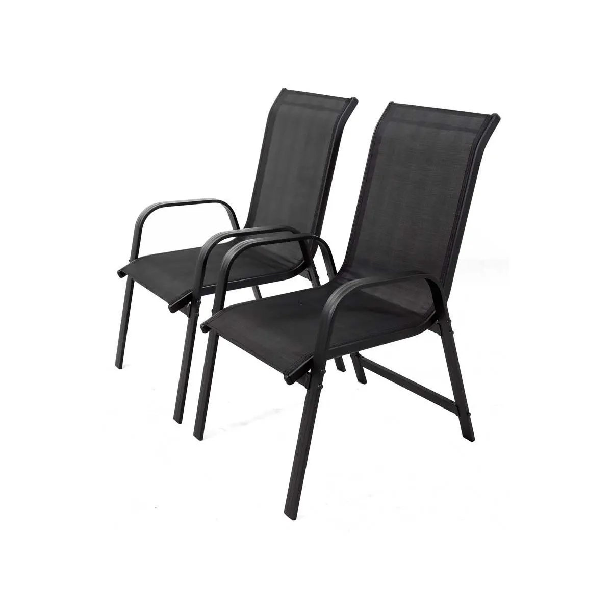 Lot de 2 fauteuils de jardin Porto alu/textilène - Noir