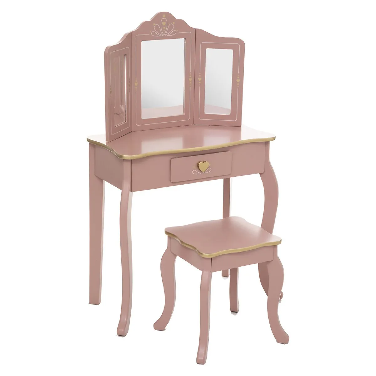 Coiffeuse et tabouret Sissi pour enfant - Rose