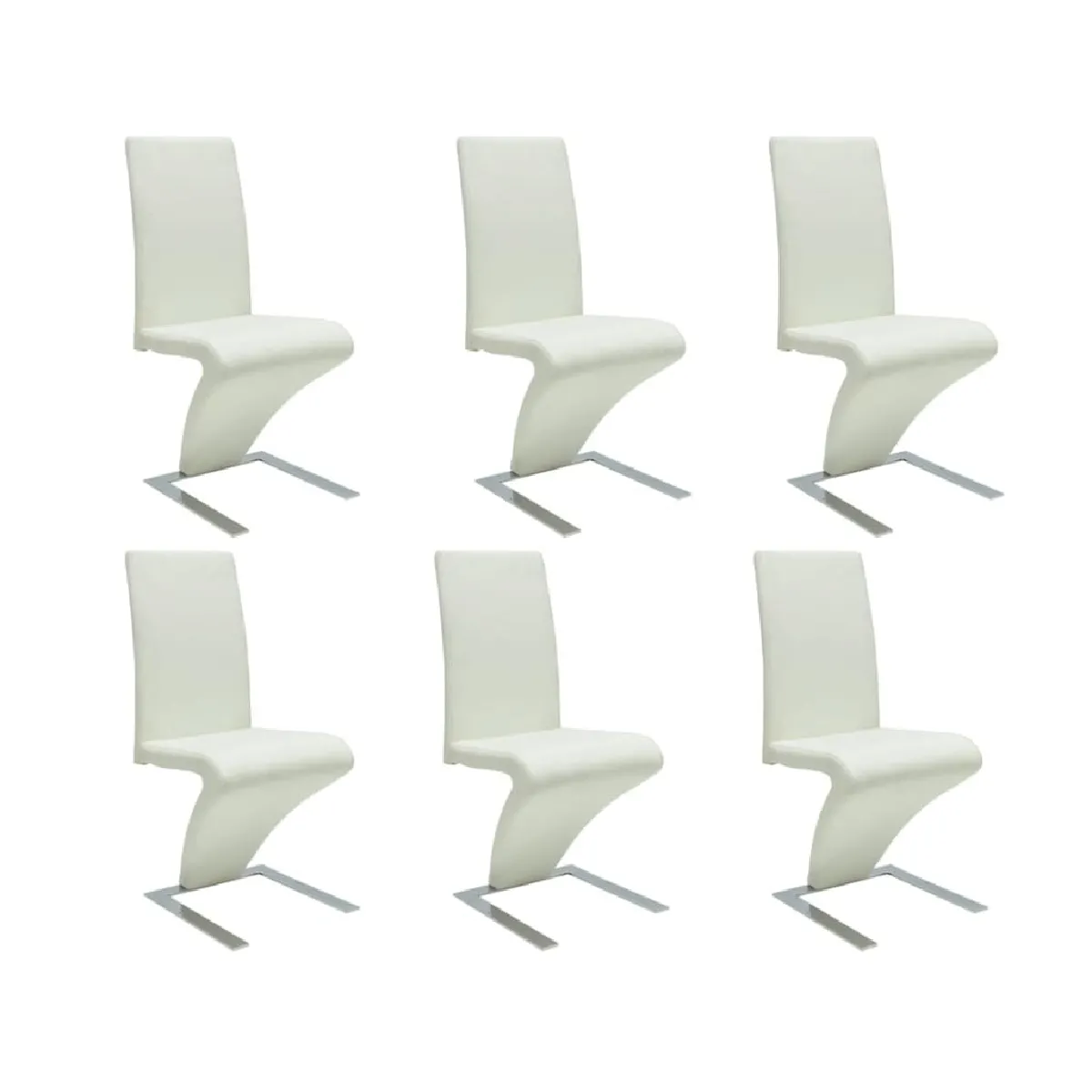 Lot de 6 Chaises à manger,Chaise pour cuisine blanc similicuir -MN75253