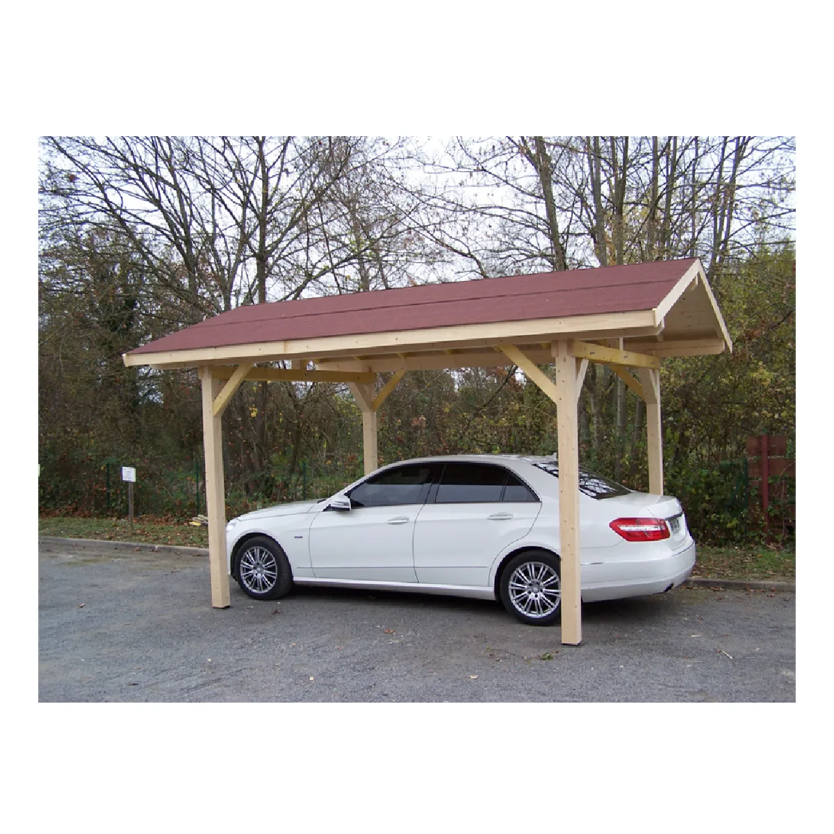 Carport double pente avec couverture bardeau bitumé en rouleau 3.00 x 3.62 m - ka3550bm - HABRITA