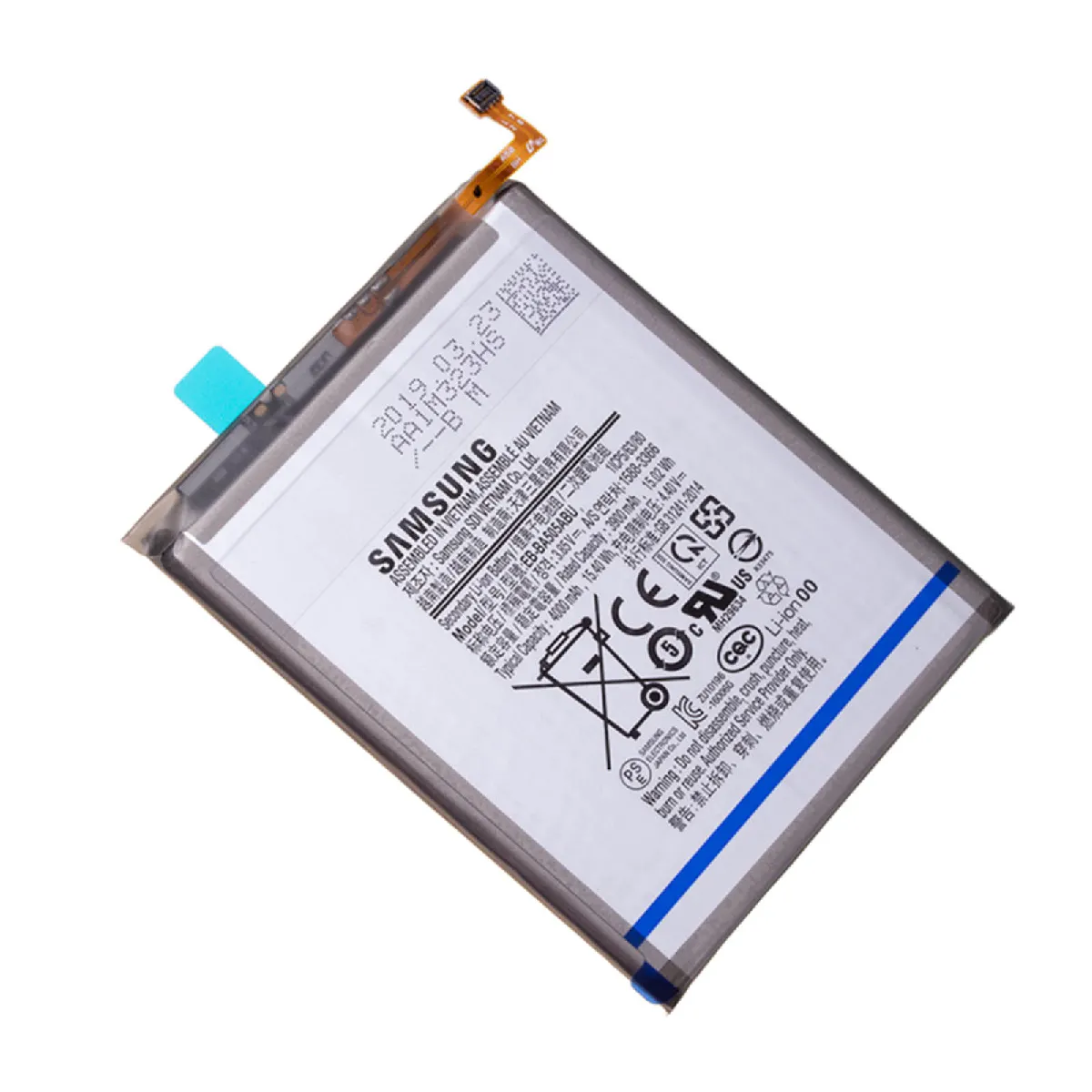 Batterie Interne Samsung A50, A30 et A30s 4000mAh Original EB-BA505ABU Blanc