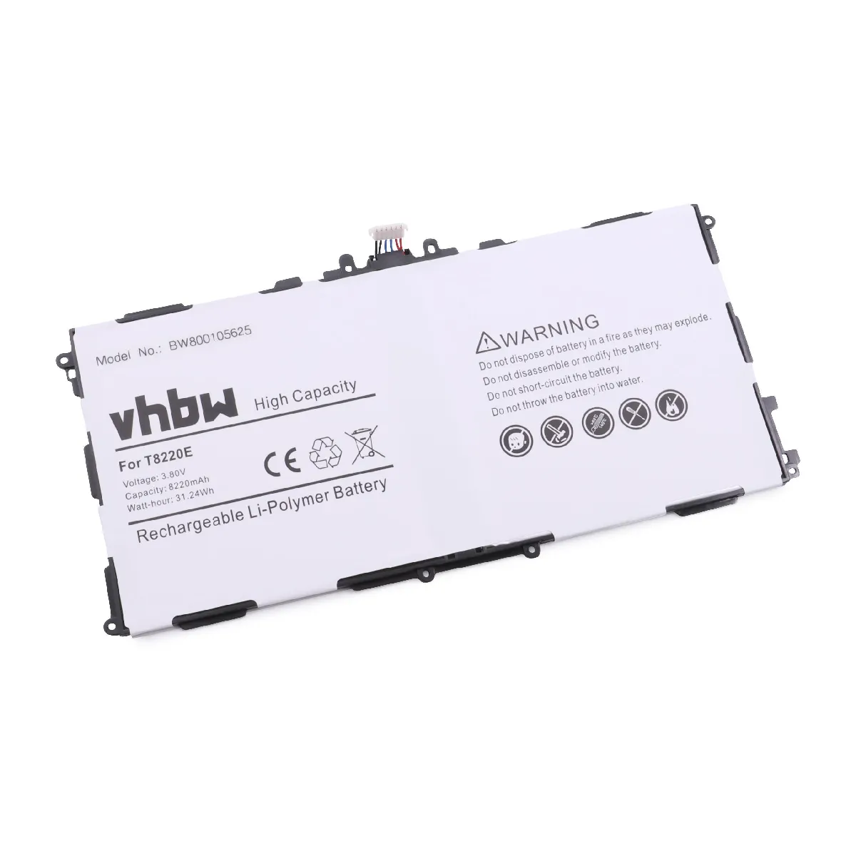 vhbw batterie 8220mAh (3.8V) pour Tablette Pad PC Samsung Galaxy Tab Pro 10.1 SM-T520 comme AA1DA04WS/7-B, AA1DA2WS/7-B, AAAD828oS/T-B, T8220E.