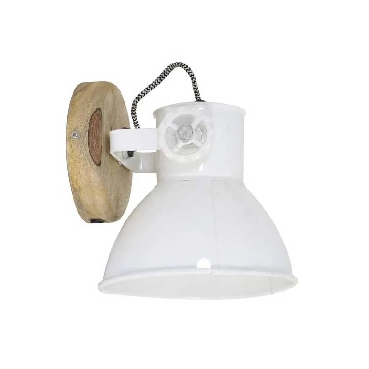 Luminaire Tendance ELAY Applique ou Plafonnier industriel Rampe 1 Spot en Bois et Métal Patiné Blanc 18x19x20cm