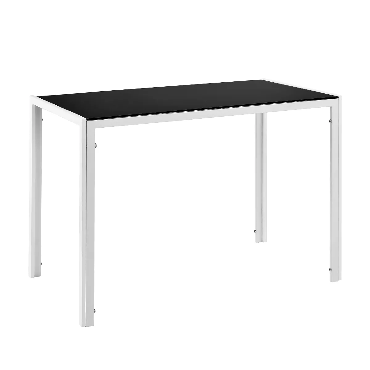 Table de Salle à Manger Design Meuble Minimaliste pour Cuisine Salon Plateau en Verre Pieds en Acier 105 x 60 x 75 cm Noir Blanc [en.casa]