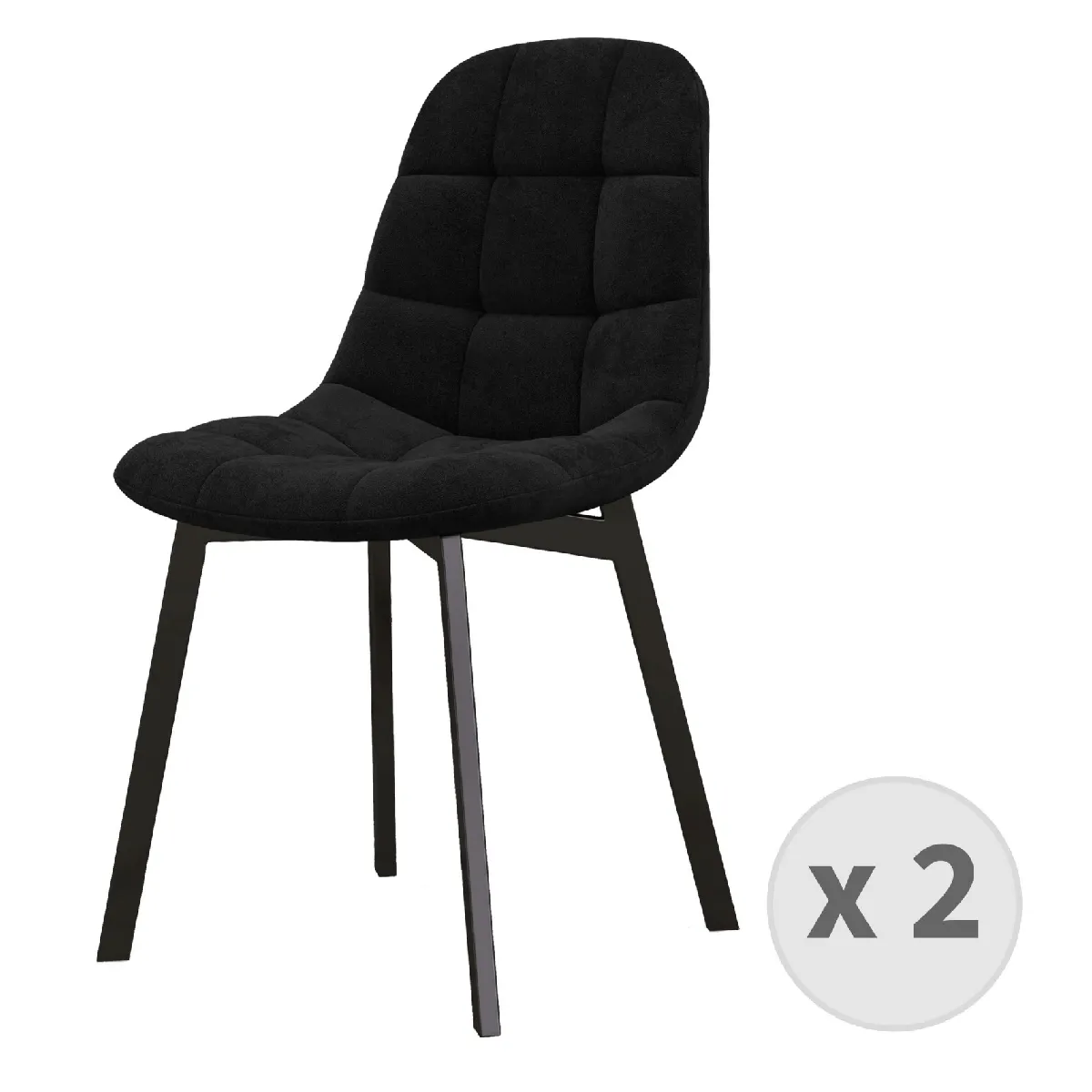 STELLIA-Chaise en Velours et métal Noir (x2)