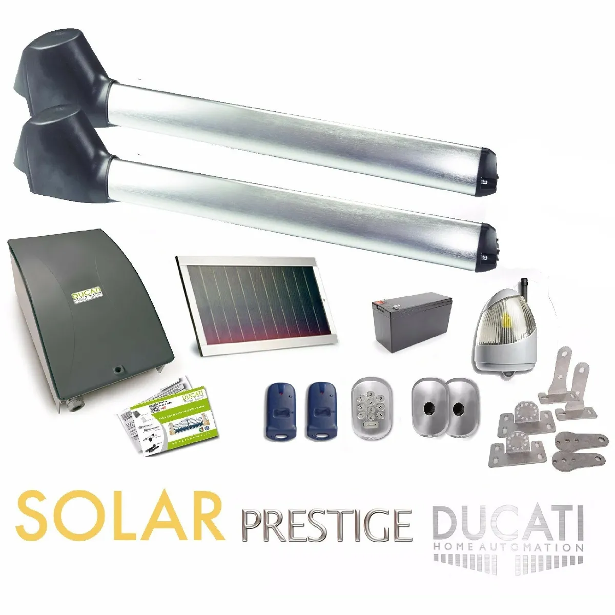 Kit Motorisation Portail Solaire Ducati Home Automation EVO 748 SOLAR FC - Pour portail à 2 vantaux battants maxi 4 m 350 kg chacun