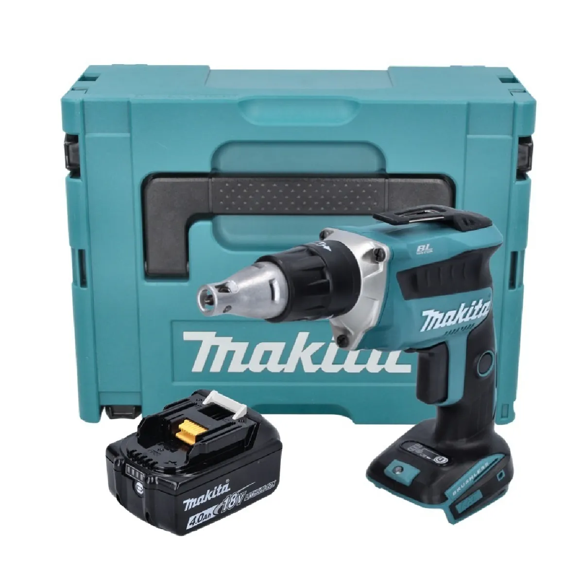 Makita DFS 452 M1J Visseuse plaque de plâtre sans fil 18 V Brushless + 1x batterie 4,0 Ah + Makpac - sans kit chargeur