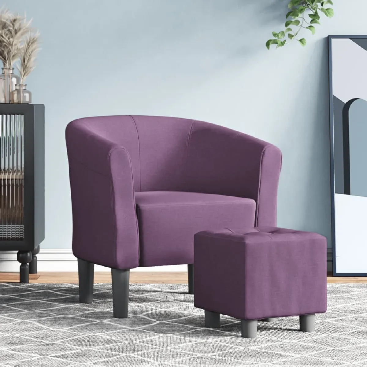 Fauteuil cabriolet et repose-pieds,Fauteuil luxe pour relax violet tissu -MN52857