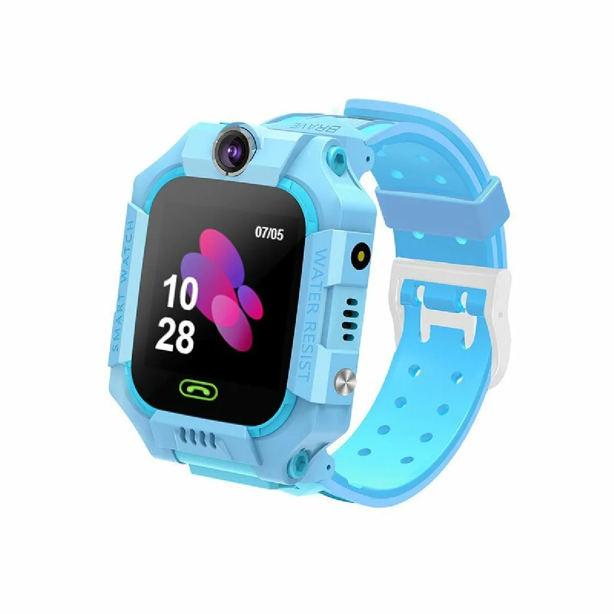 Z6 Montre De Téléphone Pour Enfants Gps Flip Rotation Location Kids Smartwatch Multifunctions Watch Bleu