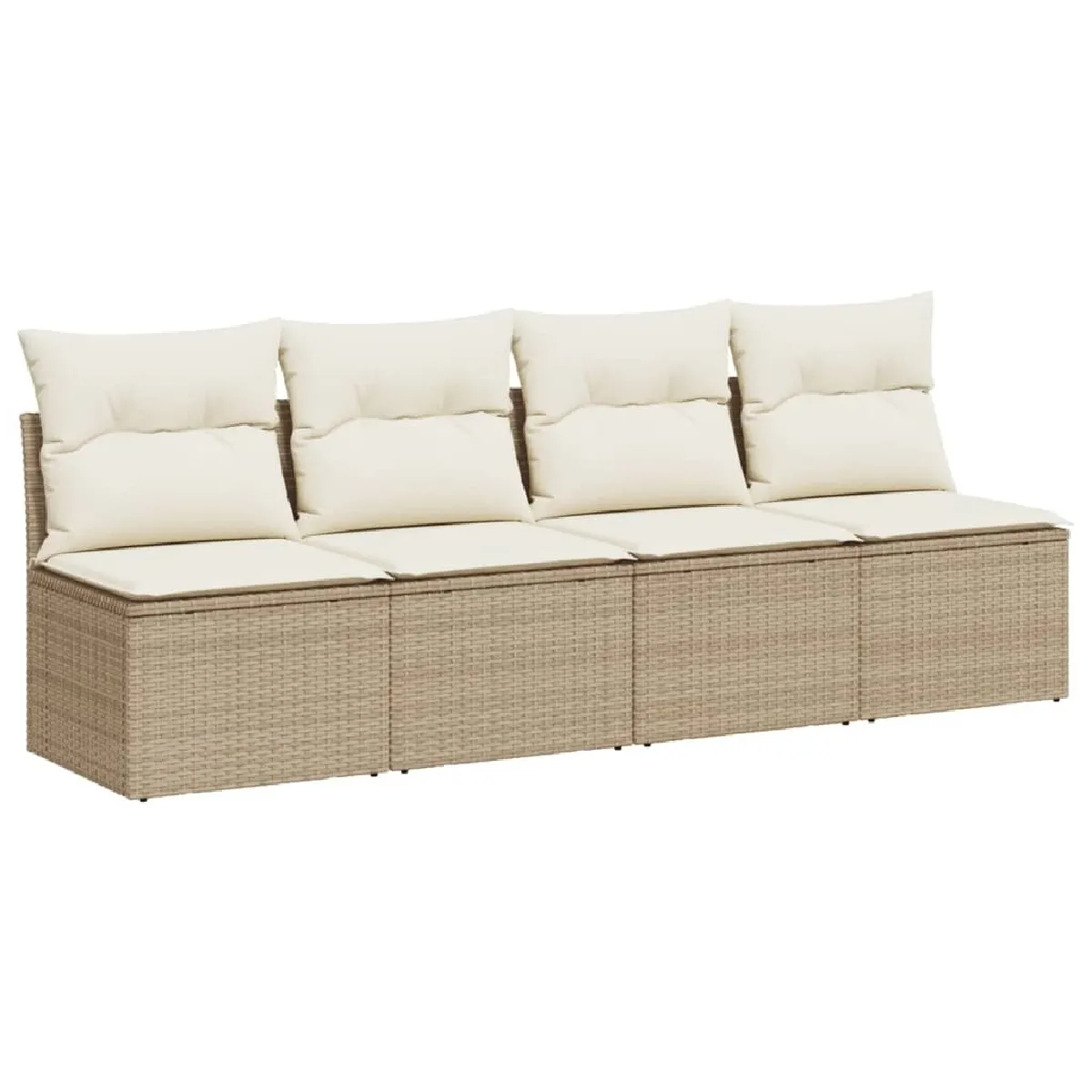 Canapé de jardin avec coussins 4 places - Canapé d'extérieur - Fauteuil,Banquette Jardin beige résine tressée -MN72976