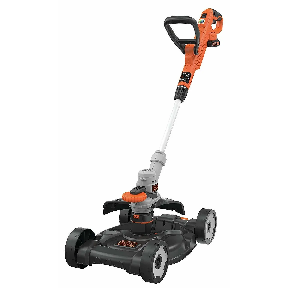 BLACK+DECKER STC1825CM-QW Outil 3 en 1 : Coupe-Bordures, Dresse-Bordures et Tondeuse sans Fil 18V Orange 28 cm