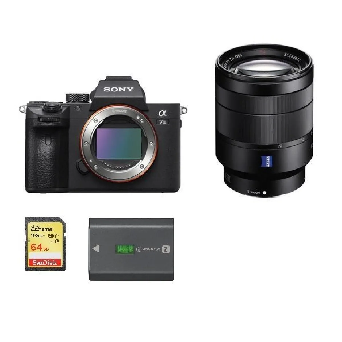 SONY A7 III + SEL 24-70MM F4 ZA OSS + 64GB SD card + SONY NP-FZ100 Battery