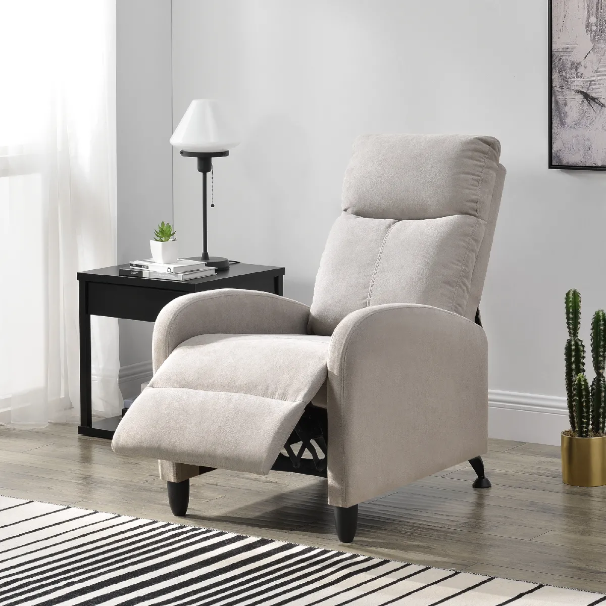 Fauteuil Relaxant Bregenz Inclinable et Repose-Pieds Textile Marron [en.casa]