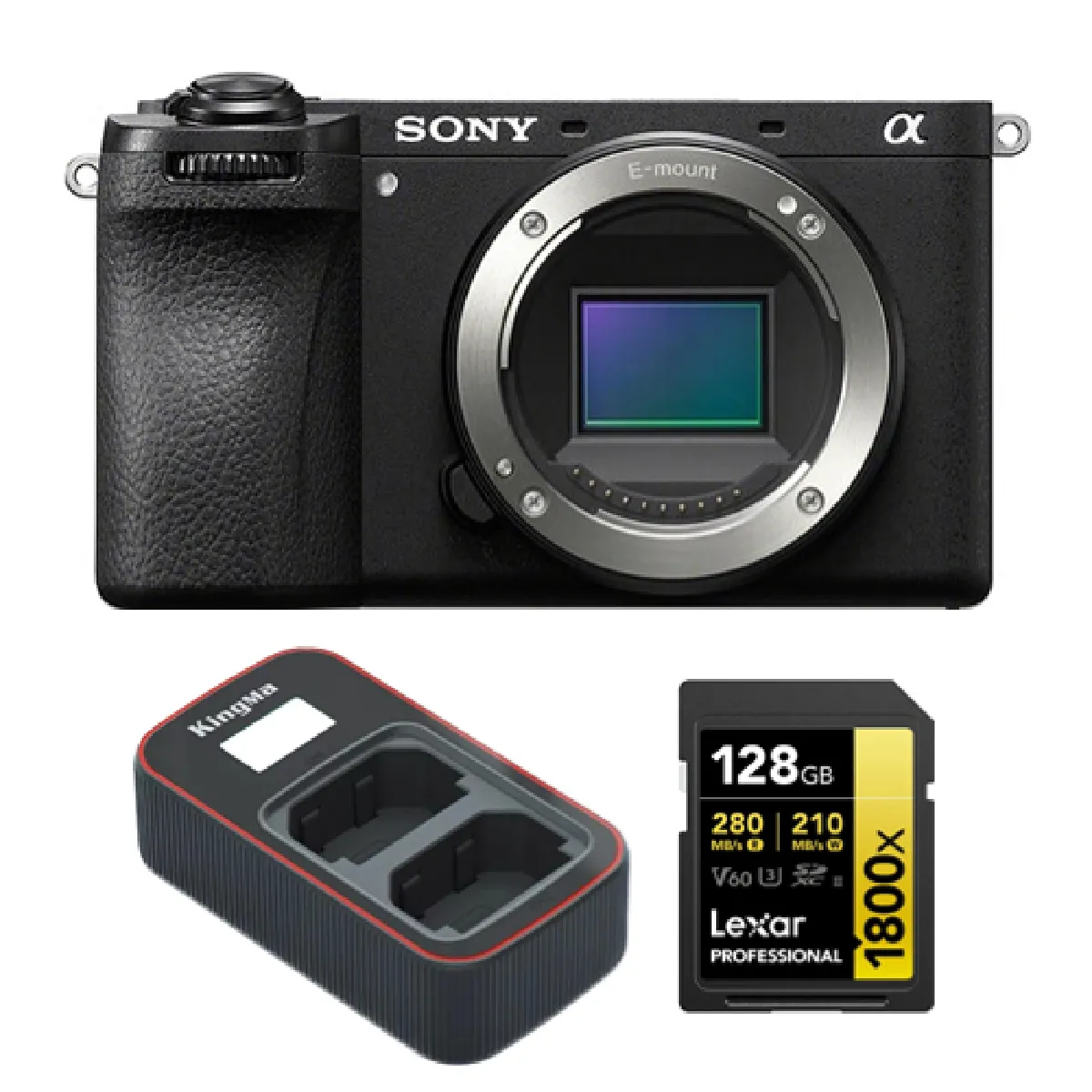 Sony Alpha ILCE6700 (A6700) Caméra+Lexar 128GB Professional 1800x UHS-II SDXC Memory Card +Kingma Sony NP-FZ100 LCD Dual USB charger