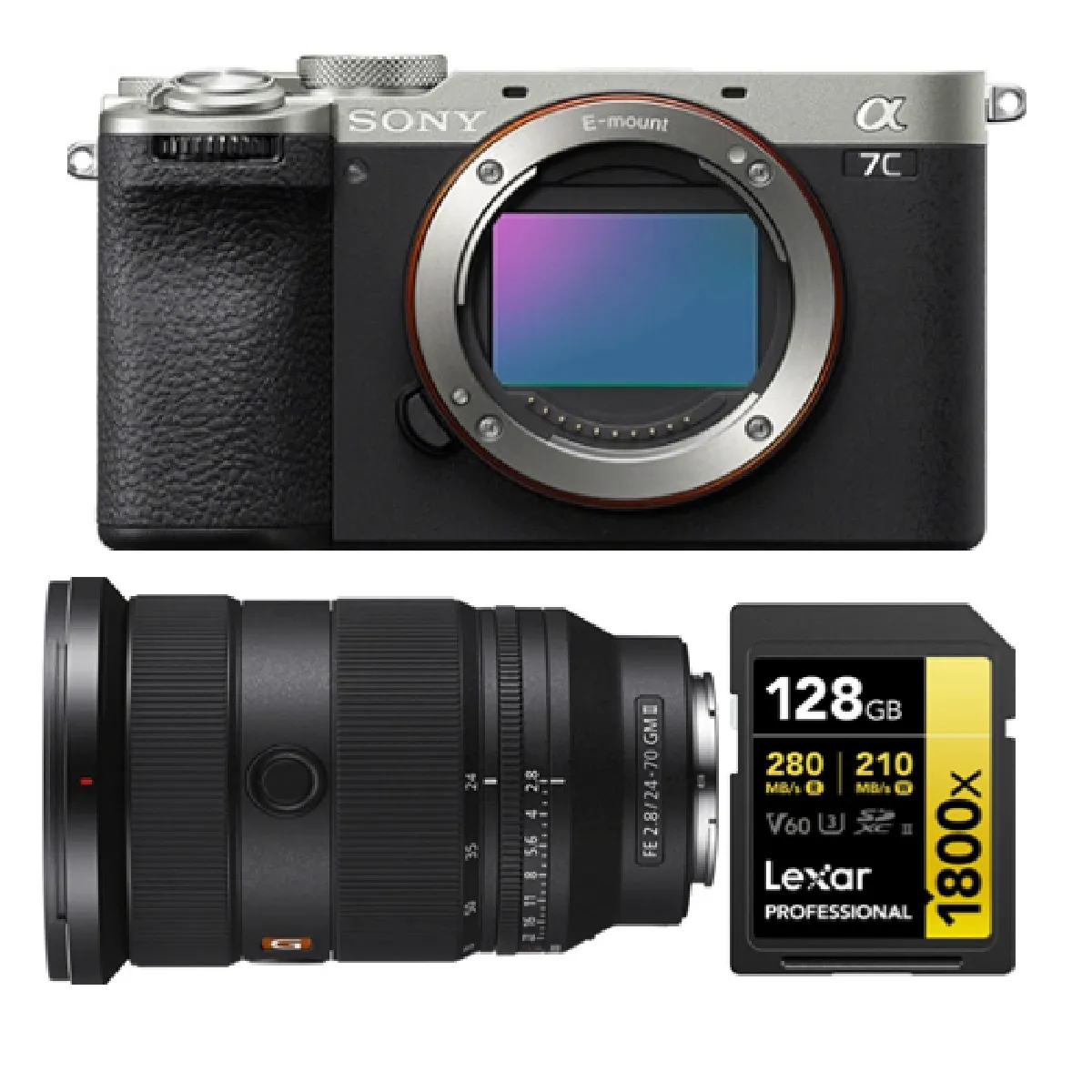 Sony Alpha A7C II Body Agent Boîtier +Sony FE 24-70mm f2.8 GM II (SEL2470GM2) E-Mount+Lexar 128GB Professional 1800x UHS-II SDXC Memory Card