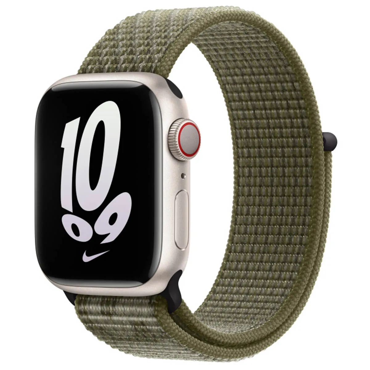 Sport Loop bracelet pour Apple Watch Series 1 á 9 / SE (38/40/41 mm) - Series 10 (42 mm) - Sequoia / Pure Platinum