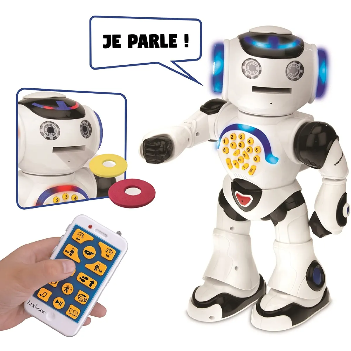 robot éducatif interactif pour Jouer et Apprendre Danse Joue De La Musique Quiz Éducatifs blanc noir