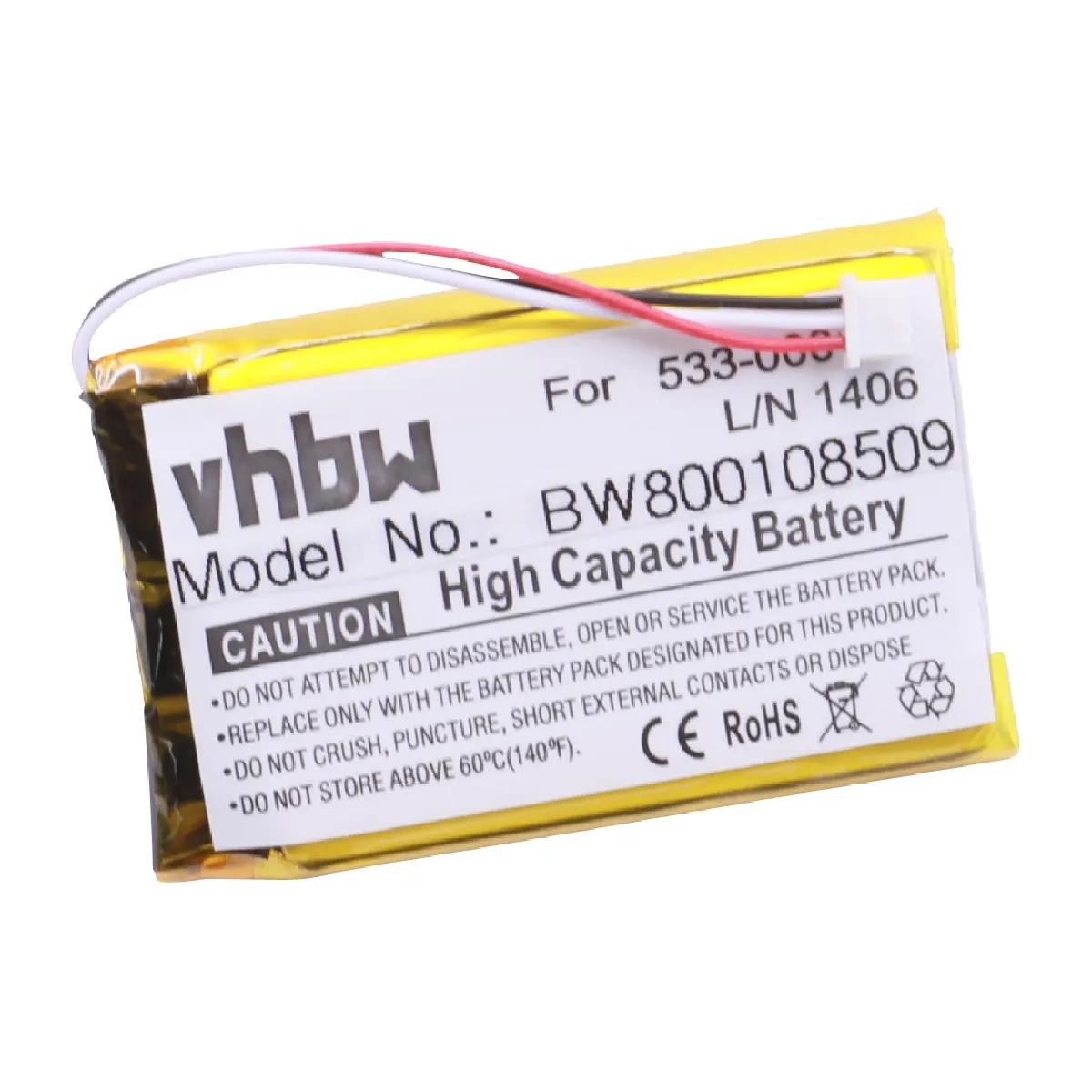 Batterie Li-Polymer vhbw 1100mAh (3.7V) pour clavier d'ordinateur Logitech K830 Remplace: 533-000112, L/N 1406.